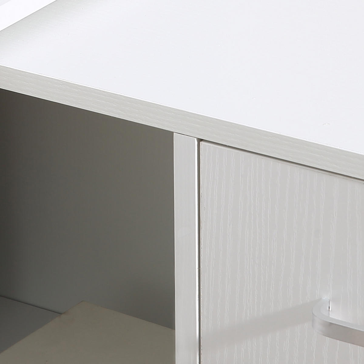 ECKSCHREIBTISCH DE-14926 180° schwenkbar mit Schrank & Regal Weiß - Weiß, Holzwerkstoff (117/82/74cm) - ComfortXL