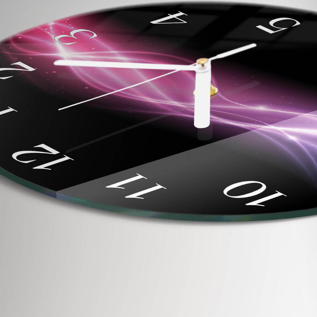 WANDUHR fi30 cm - Abstrakte Linien - Lila, Glas (30/30/0.4cm) - TULUP