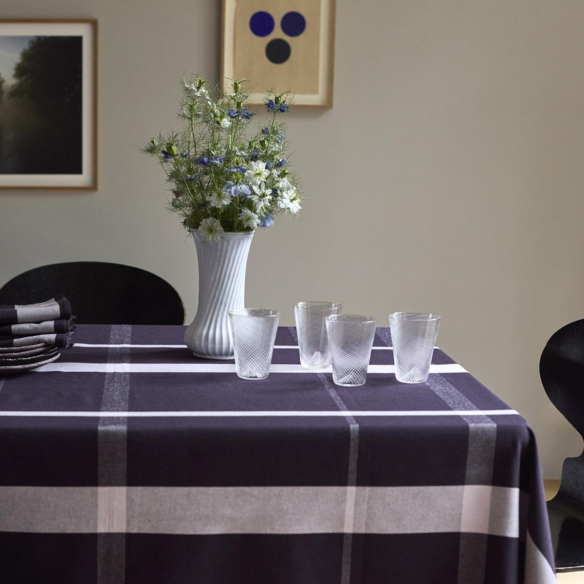 TISCHDECKE La nonna kaviar 160 x 250 cm - Schwarz, Textil (160/250cm)