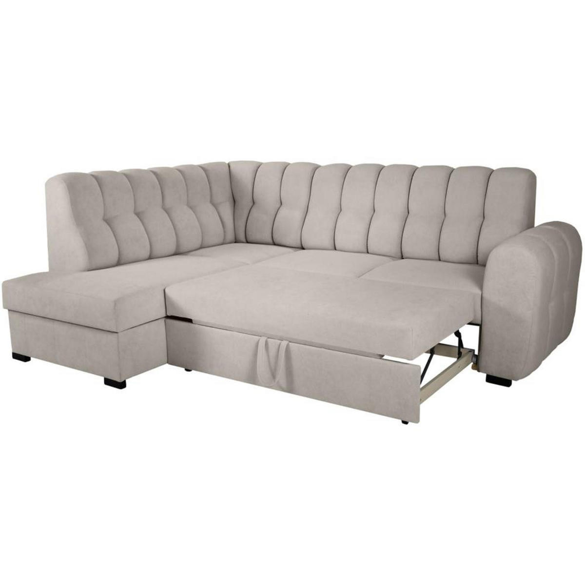 ECKSCHLAFSOFA Zoja links cappuccino - Schwarz/Cappuccino, Textil (261/193cm) - Beautysofa