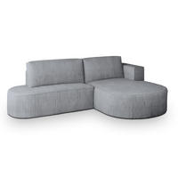 ECKSOFA CORTIO P R-S Hellgrau Kordstoff mit Schlaffunktion - Hellgrau, Holz (265/174cm) - MASSENO