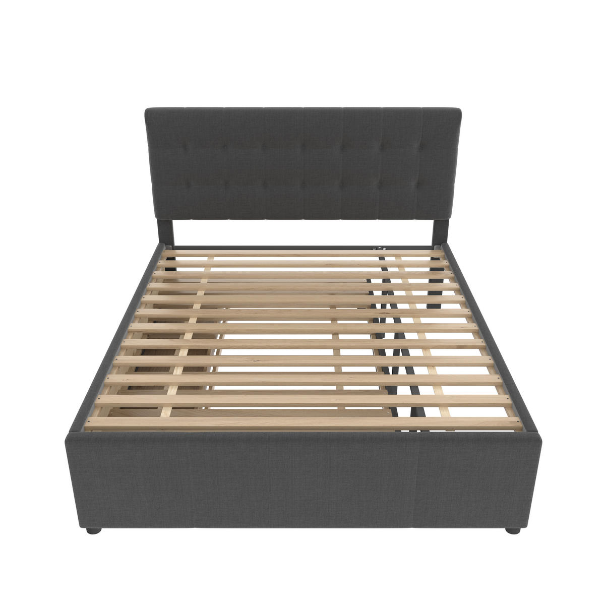 POLSTERBETT 140/200 cm grau mit ausziehbarem Bett und höhenverstellbarem Kopfteil Ohne Matratze - Grau, Textil (140/200cm) - OKWISH
