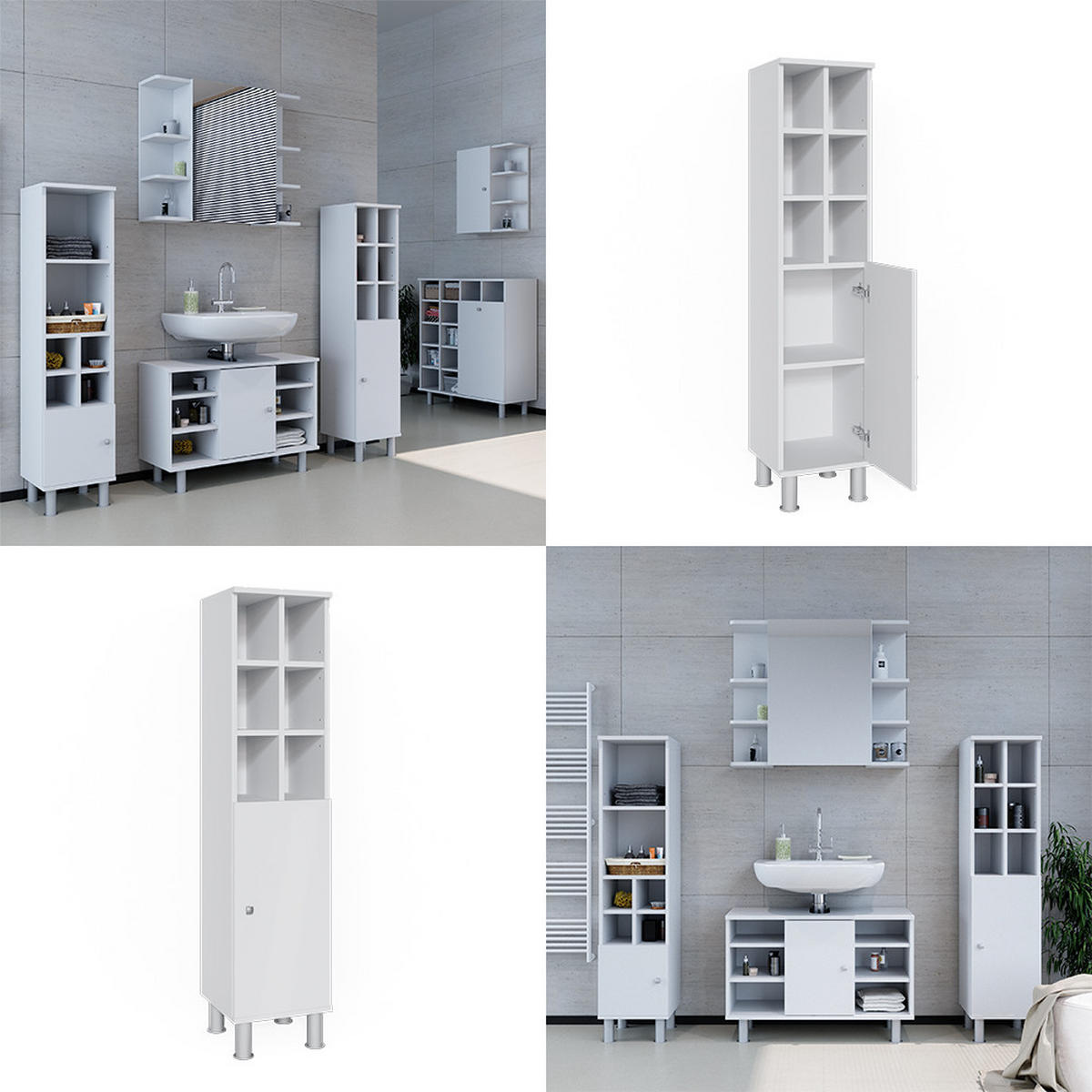 MIDISCHRANK Fynn Weiß 30 x 130.6 cm große Tür - Weiß, Holzwerkstoff (30/130.6/30cm) - Vicco