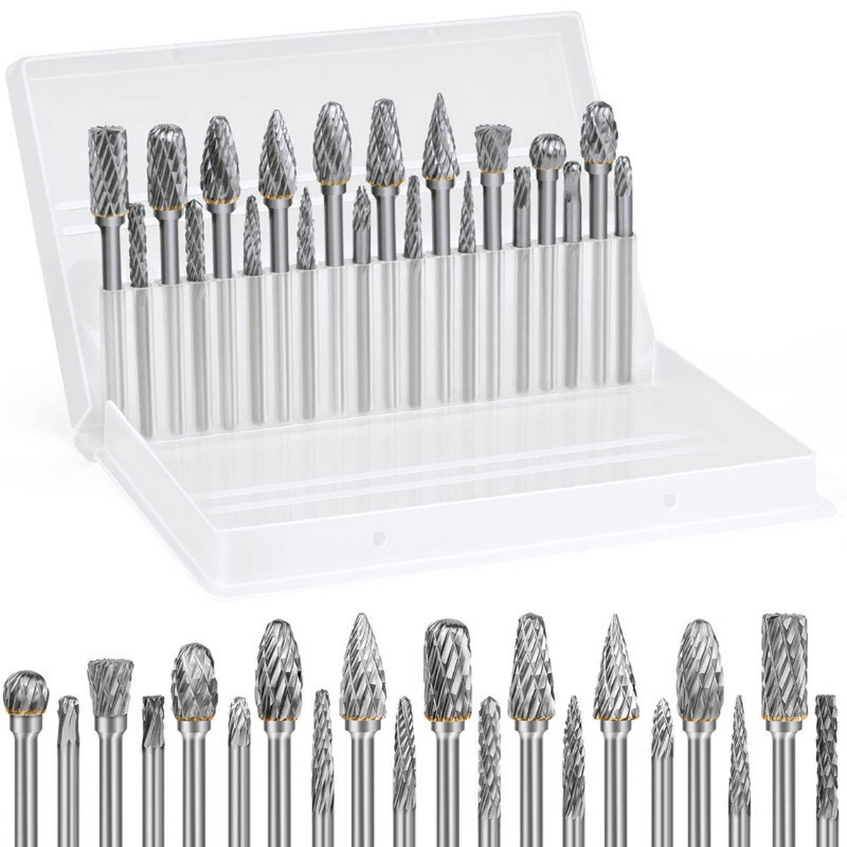SCHLEIFWERKZEUGE – 20 Stück, 3 mm Schaftdurchmesser - Silberfarben, Metall (0.3/0.3/4cm) - DCA