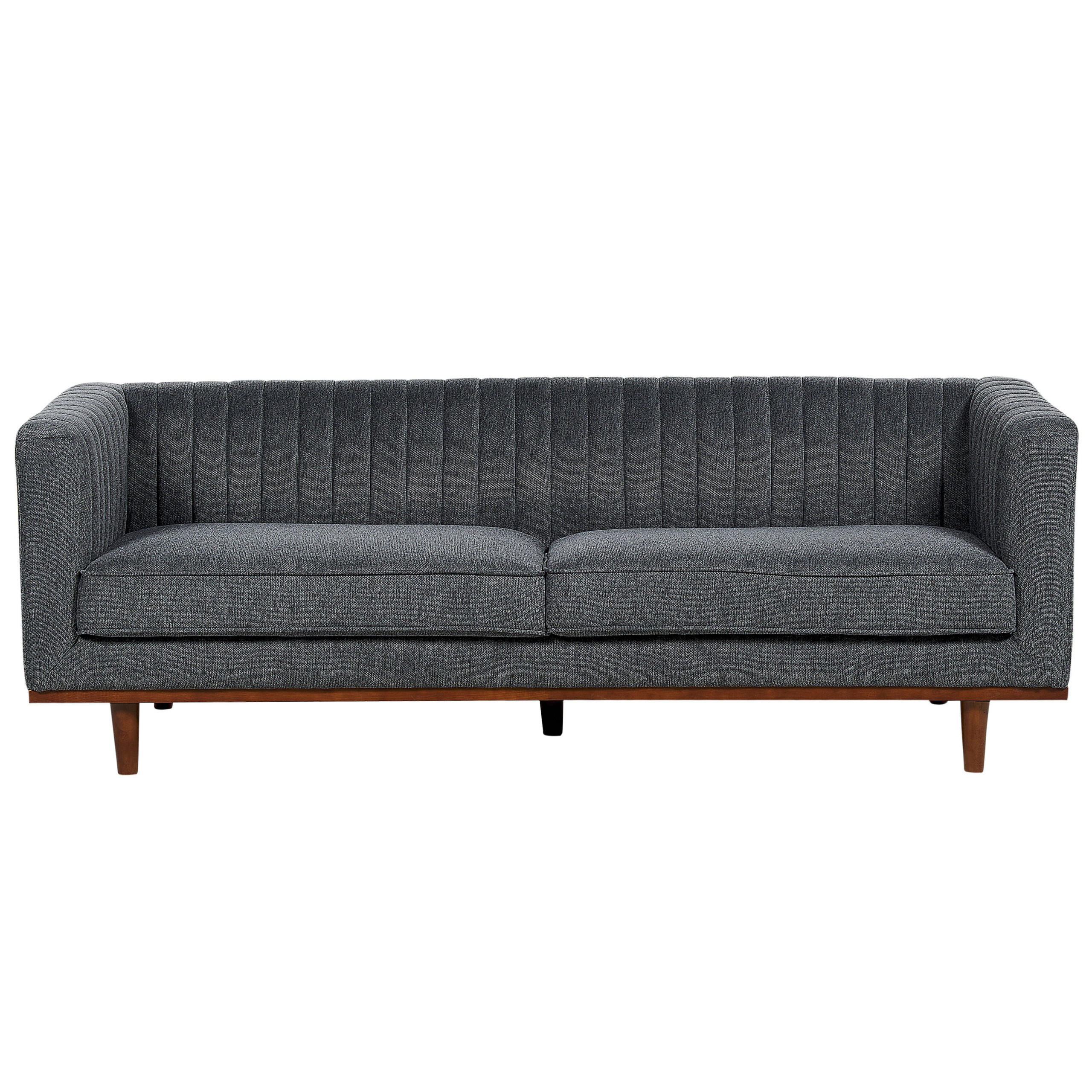 3-SITZER-SOFA dunkelgrau Skaule - Dunkelbraun/Grau, Textil (205/71/82cm) - Beliani