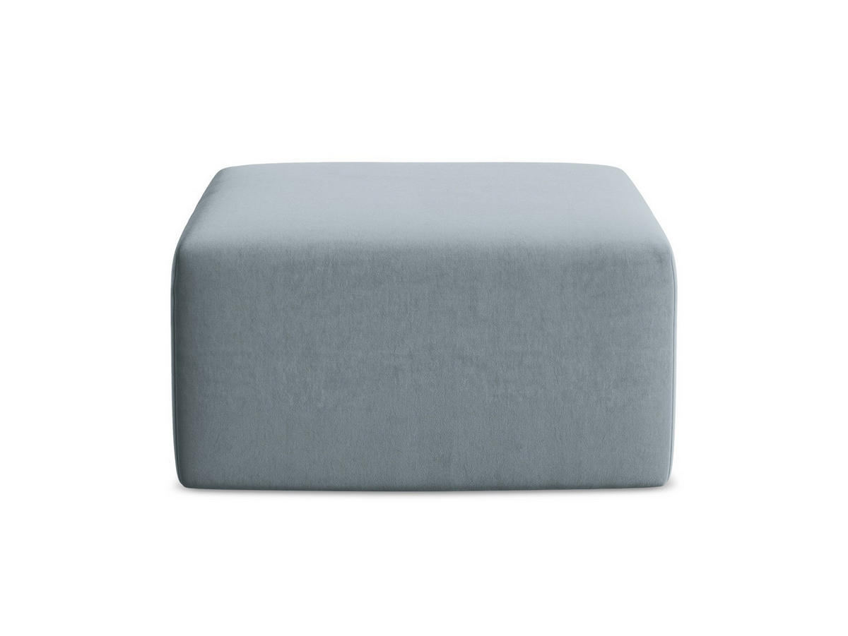 POUF Samt Stoff Blau - Schwarz/Hellblau, Holzwerkstoff/Kunststoff (75/37/75cm) - Makamii
