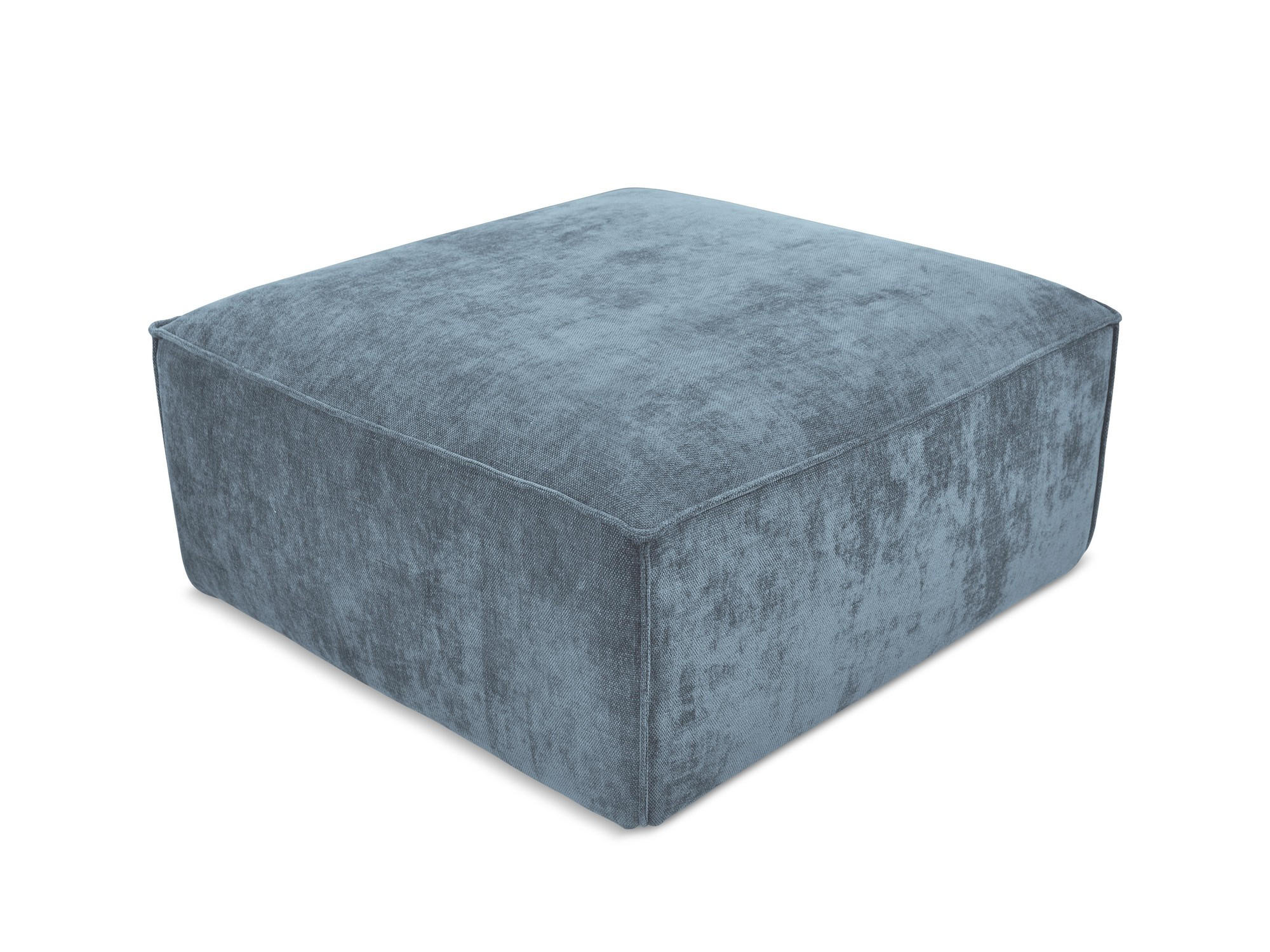 POUF Chenille Stoff Blau - Pastellblau/Schwarz, Holzwerkstoff/Kunststoff (87/46/87cm) - Makamii