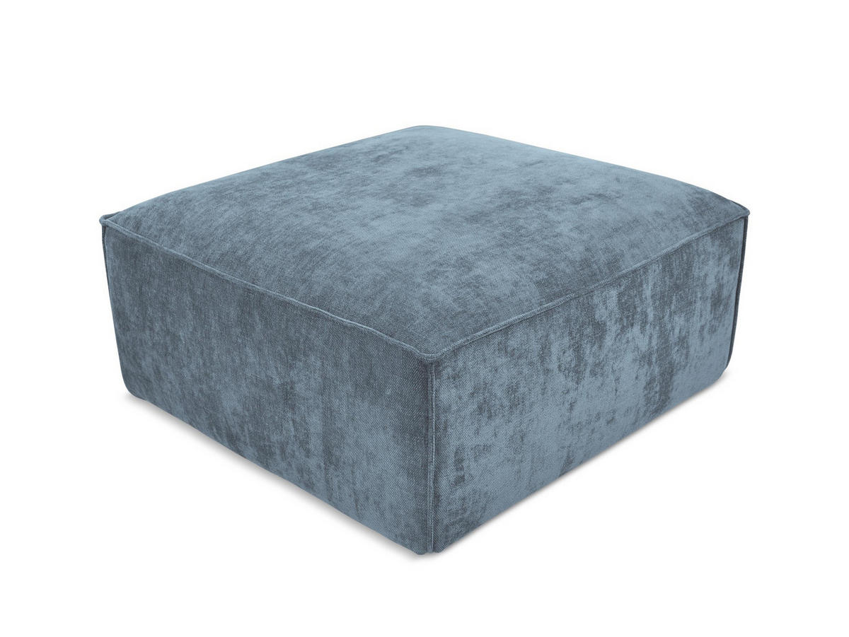 POUF Chenille Stoff Blau - Pastellblau/Schwarz, Holzwerkstoff/Kunststoff (87/46/87cm) - Makamii
