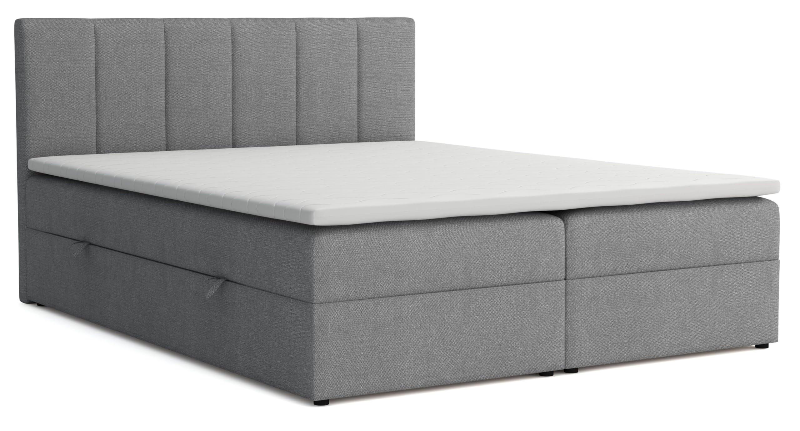 BOXBETT LISA mit Bettkästen H2/H3 Matratze 140 x 200 cm - Grau, Holzwerkstoff (140/200cm) - VENASI MÖBEL