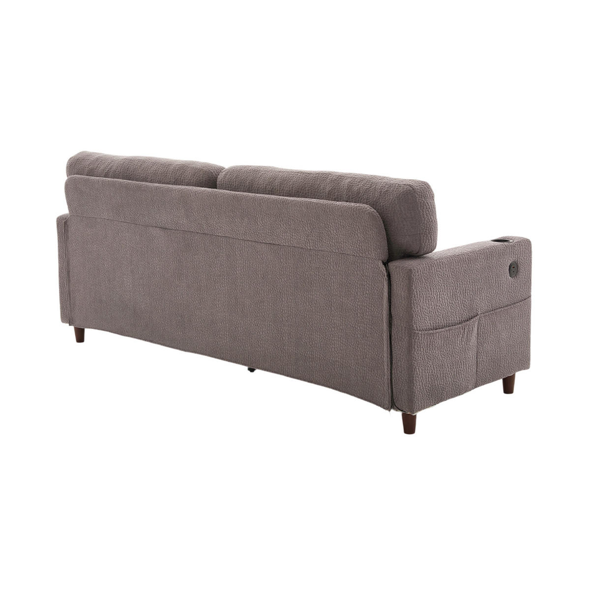 2-SITZER-SOFA aus Chenille 203x77,5x86 cm Hellgrau mit USB-C, LED, Getränkehaltern und Seitentaschen - Hellgrau, Textil (77.5/86/203cm) - Modfu
