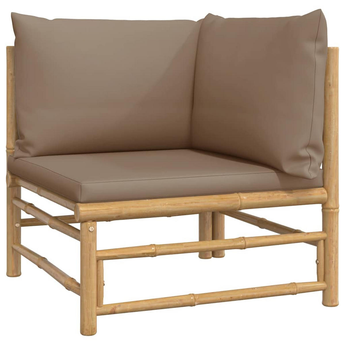 GARTEN-LOUNGE-SET 2-TLG. Mit Taupe Kissen Bambus - Taupe, Naturmaterialien (69/65/55cm) - vidaXL