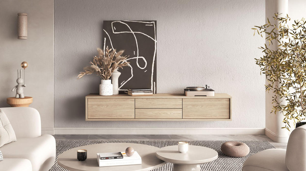 TV-LOWBOARD Moddern Eiche 180 cm - Eichefarben/Beige, Holzwerkstoff (180/32/36cm) - Selsey