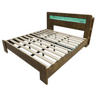 BETT 180/200 cm DE-32613 mit LED und Steckdosen Vintage-Holz - Naturfarben, Holz (180/200cm) - ComfortXL