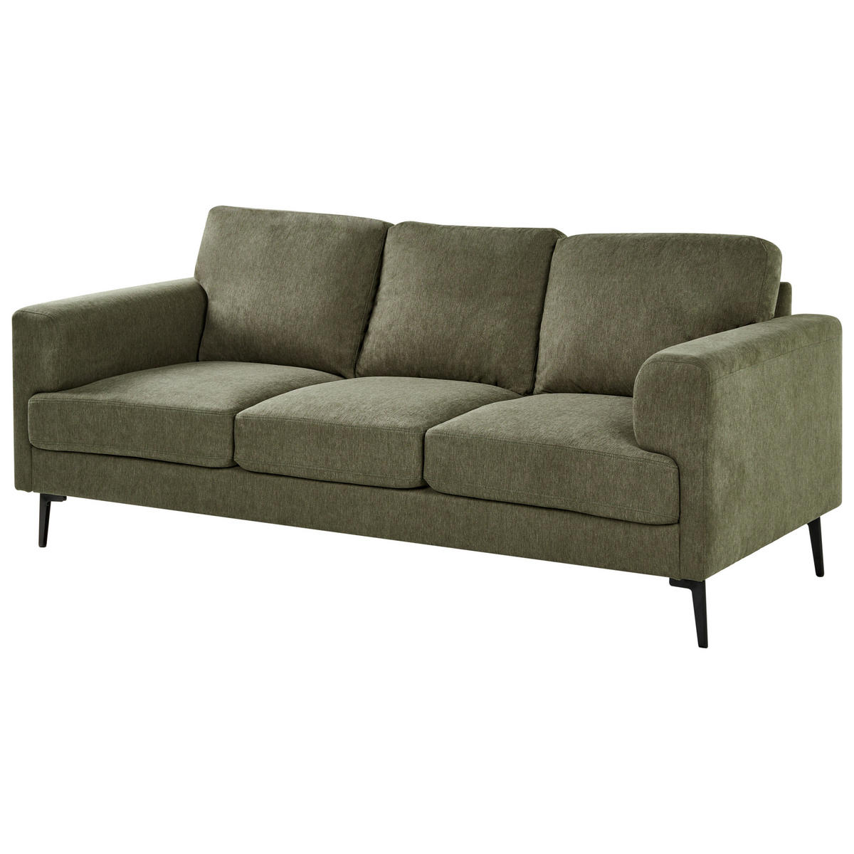 3-SITZER-SOFA Stoff Grün Lousto - Schwarz/Grün, Textil (213/85/65cm) - Beliani