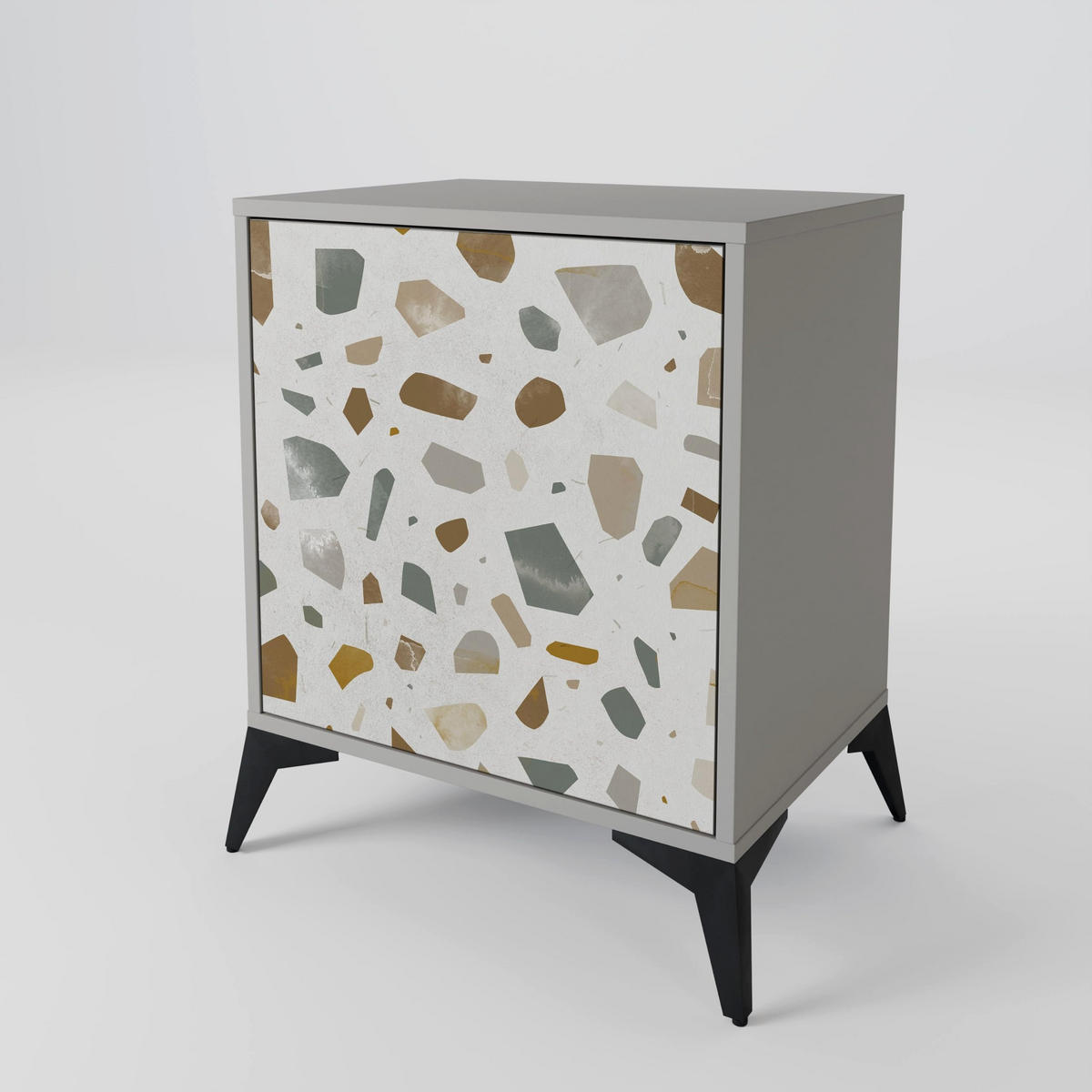 SIDEBOARD PIECES OF TOMORROW, Grau, 57,5x42x77,5 cm, Schräge Buchenholzfüße - Buchefarben/Multicolor, Holzwerkstoff/Buchenholz (57.5/77.5/42cm) - SpaceRebels