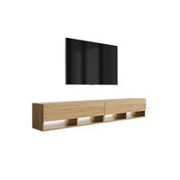 TV-LOWBOARD 200 (2 x 100) cm Eiche Craft, weiße LED, 200 × 32 × 34 cm - Braun, Holzwerkstoff (200/33.6/32cm) - 3XE LIVING