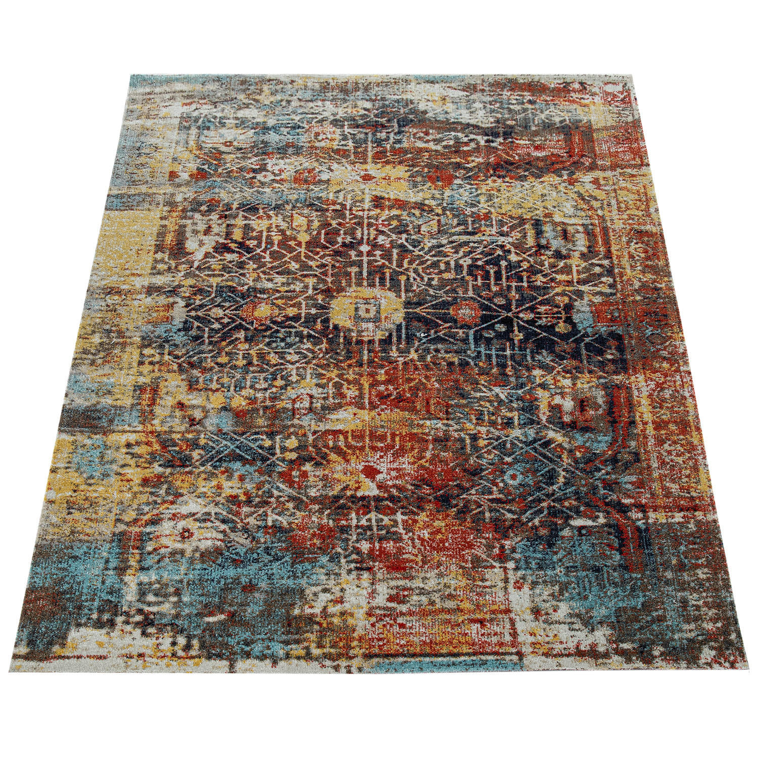 TEPPICH Outdoor Vintage-Muster Balkon, Terrasse schmutzabweisend Mehrfarbig Rechteckig 120x170 - Multicolor, Textil (120/170cm) - KADIMA DESIGN