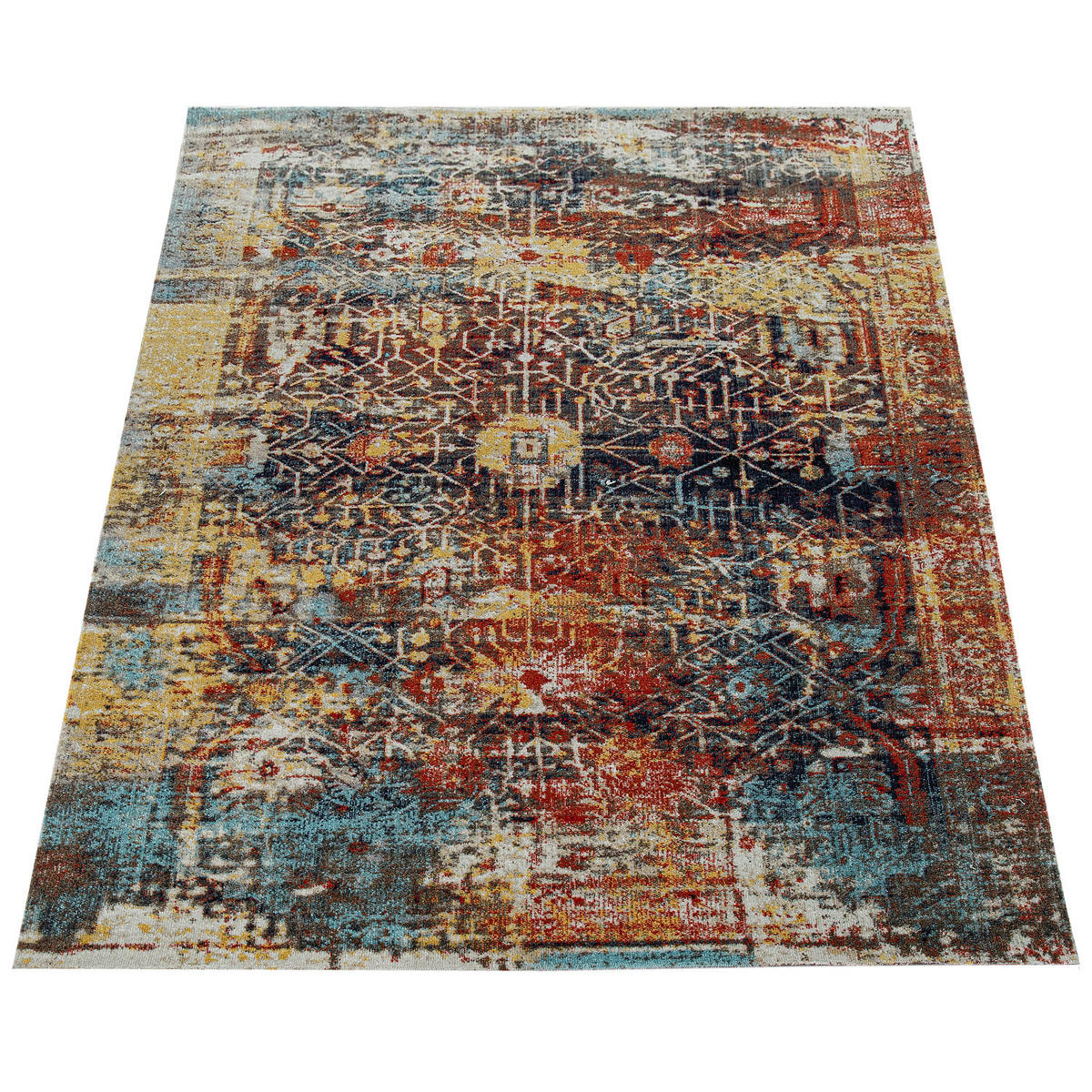 TEPPICH Outdoor Vintage-Muster Balkon, Terrasse schmutzabweisend Mehrfarbig Rechteckig 120x170 - Multicolor, Textil (120/170cm) - KADIMA DESIGN