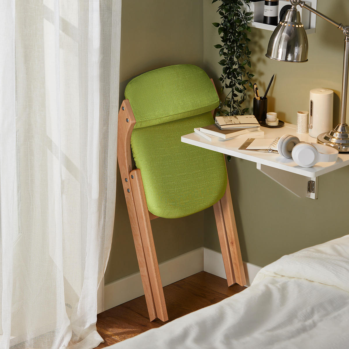 KLAPPSTUHL Grün - Grün, Holz (47/93/8cm) - SoBuy