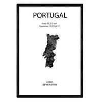 POSTER Länder & Kontinente Portugal A4 Schwarzer Rahmen - Schwarz, Papier (29.7/5/21cm) - Nacnic