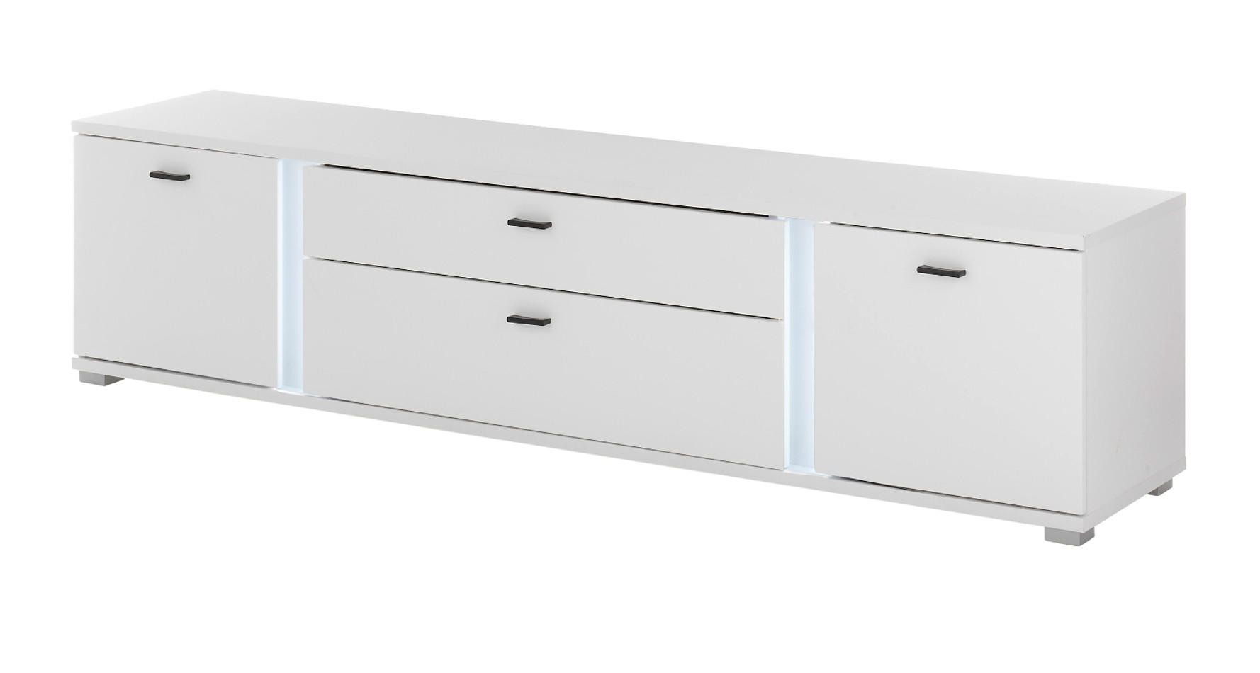 TV-LOWBOARD weiß matt, TV Unterteil inklusive Frontbeleuchtung 201 cm - Weiß, Holzwerkstoff (200/45/42cm) - Furn.Design