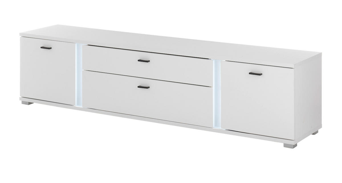 TV-LOWBOARD weiß matt, TV Unterteil inklusive Frontbeleuchtung 201 cm - Weiß, Holzwerkstoff (200/45/42cm) - Furn.Design