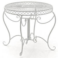 GARTENTISCH rund Ø90 cm Metall antik weiß - Weiß, Metall (90/90/69cm) - CLP