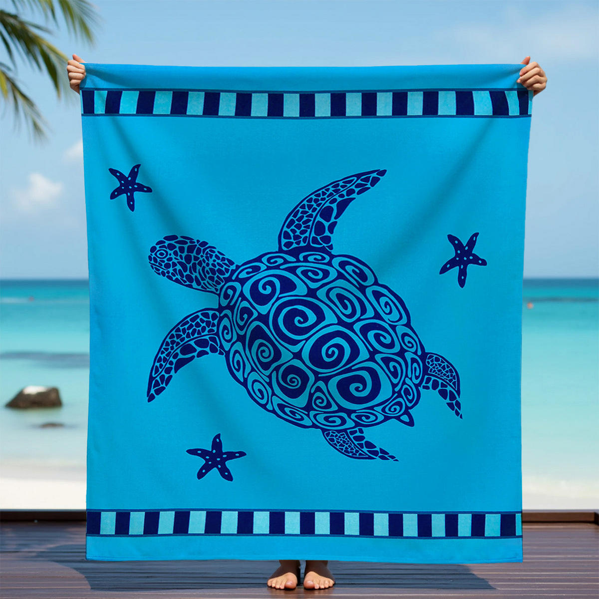 STRANDTUCH XL Mikrofaser Blau 140x170 220g/m² - Galapagos - Blau, Textil (140/170cm) - LE COMPTOIR DE LA PLAGE