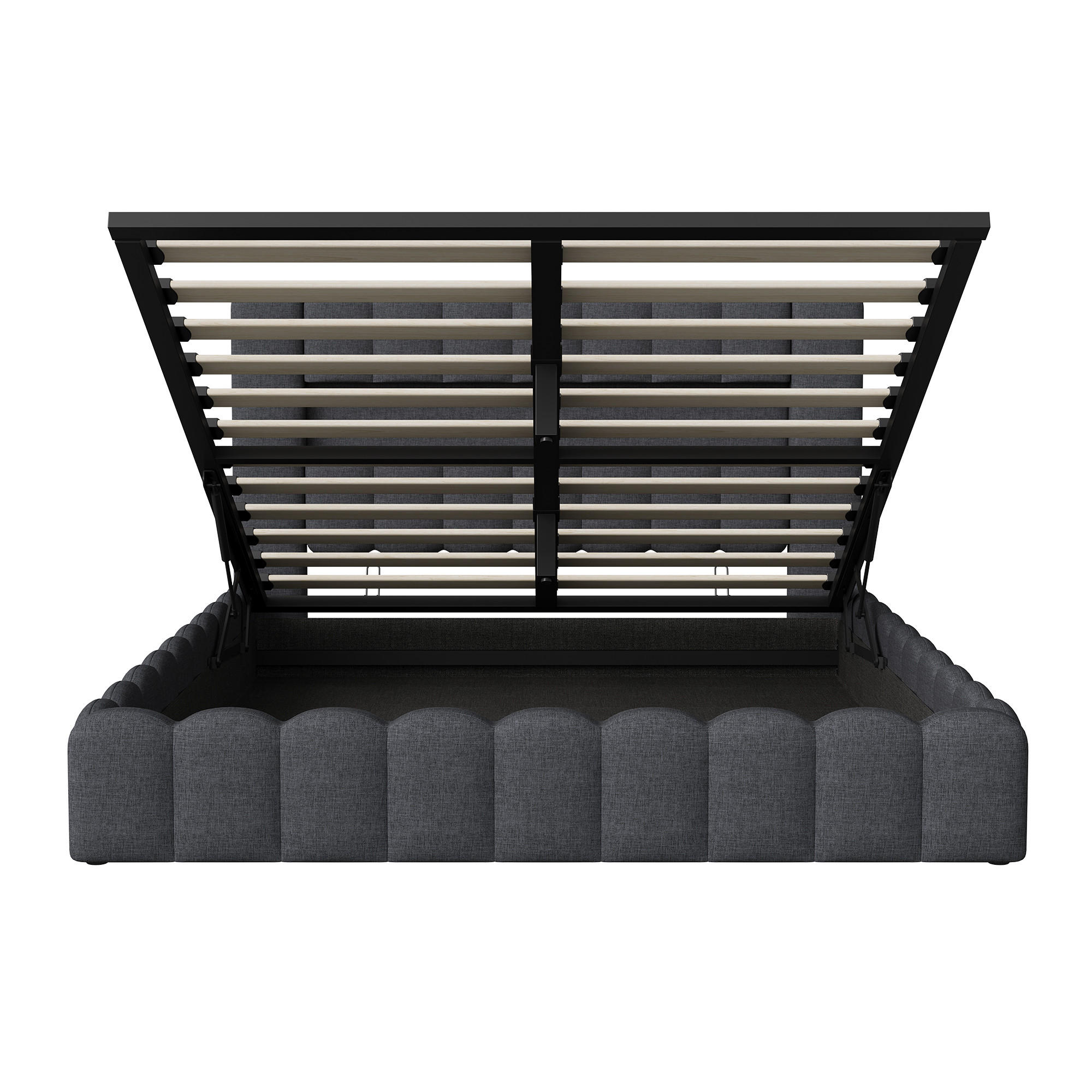 POLSTERBETT 140 x 200 cm mit LED und USB, Lattenrost, Leinen, Grau - Grau, Metall (140/200cm)