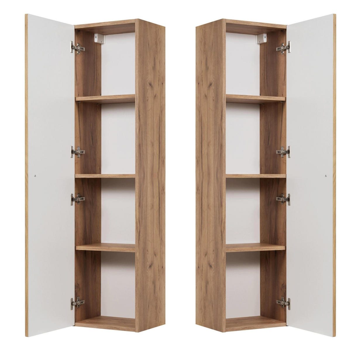 HOCHSCHRANK BELLO hängend geriffelt Eiche Craft Gold 35/136/27 cm - Eichefarben, Holzwerkstoff/Metall (35/136/27.2cm) - Rodan
