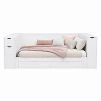 BETT Tagesbett mit Stauraum 140 x 200 cm MDF Weiß - Weiß, Holz (140/200cm) - Meubliv