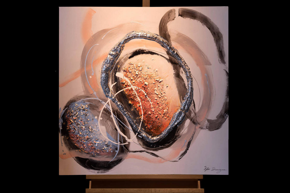 ACRYLBILD HANDGEMALT 80/80 cm - Rot/Schwarz, Holz/Textil (80/80cm) - KUNSTLOFT