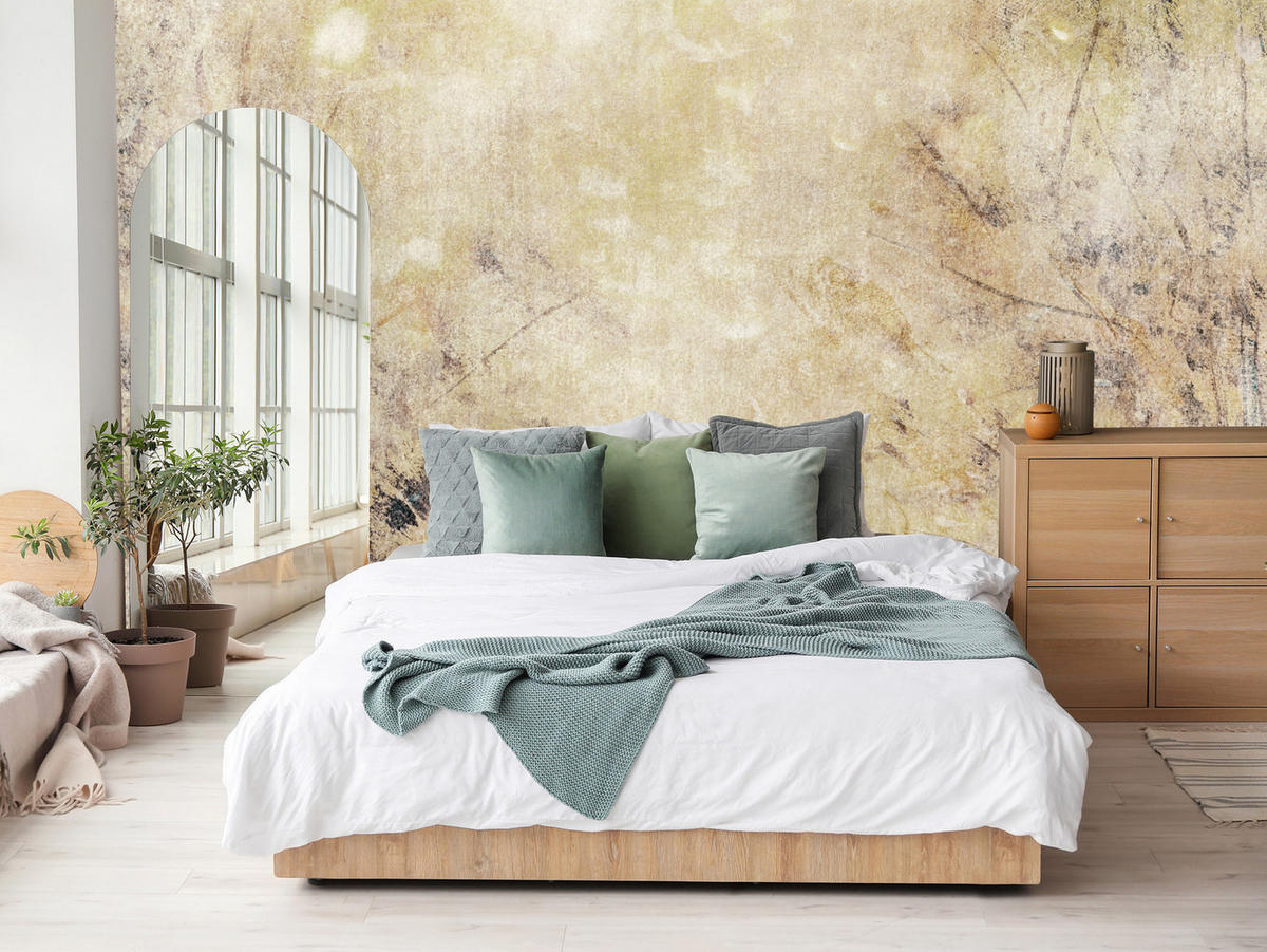 FOTOTAPETE Beton Abstraktion Retro Stil 200x140 - Beige/Braun, Papier (200/140cm) - Muralo