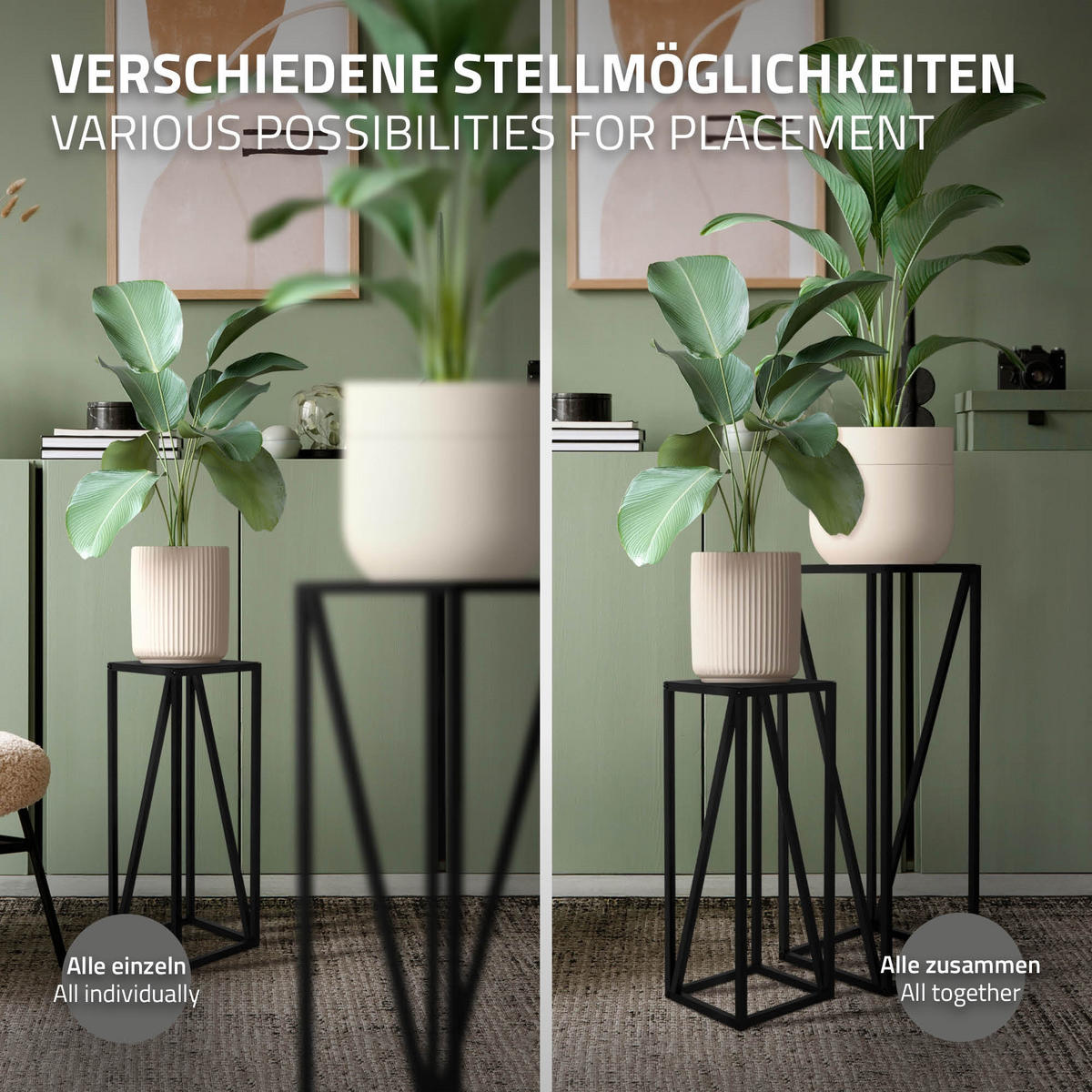 BLUMENSTÄNDER 2er Set - Goldfarben, Metall (26/26/73.5cm) - ML-DESIGN