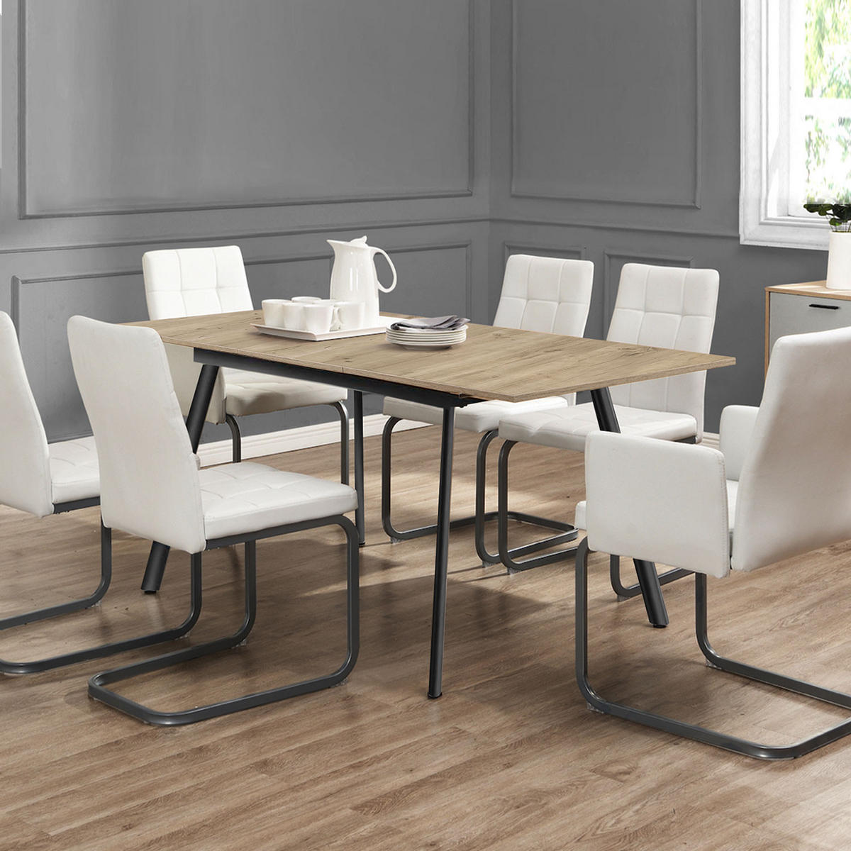 ESSTISCH MARA 120-160/80/76 cm Sandeiche - Sandfarben, Holz (80/120/76cm) - B&D Home