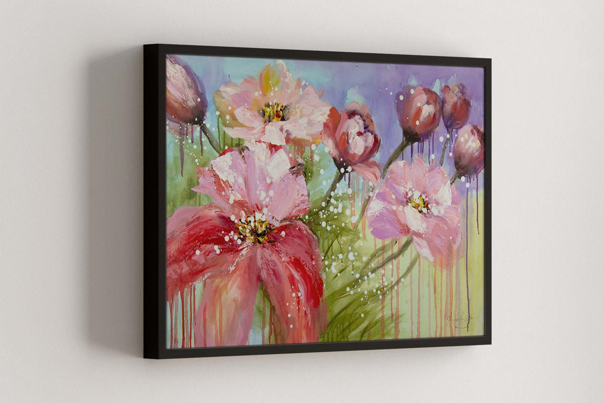 ACRYLBILD HANDGEMALT 90/60 cm - Pink, Holz/Textil (90/60cm) - KUNSTLOFT