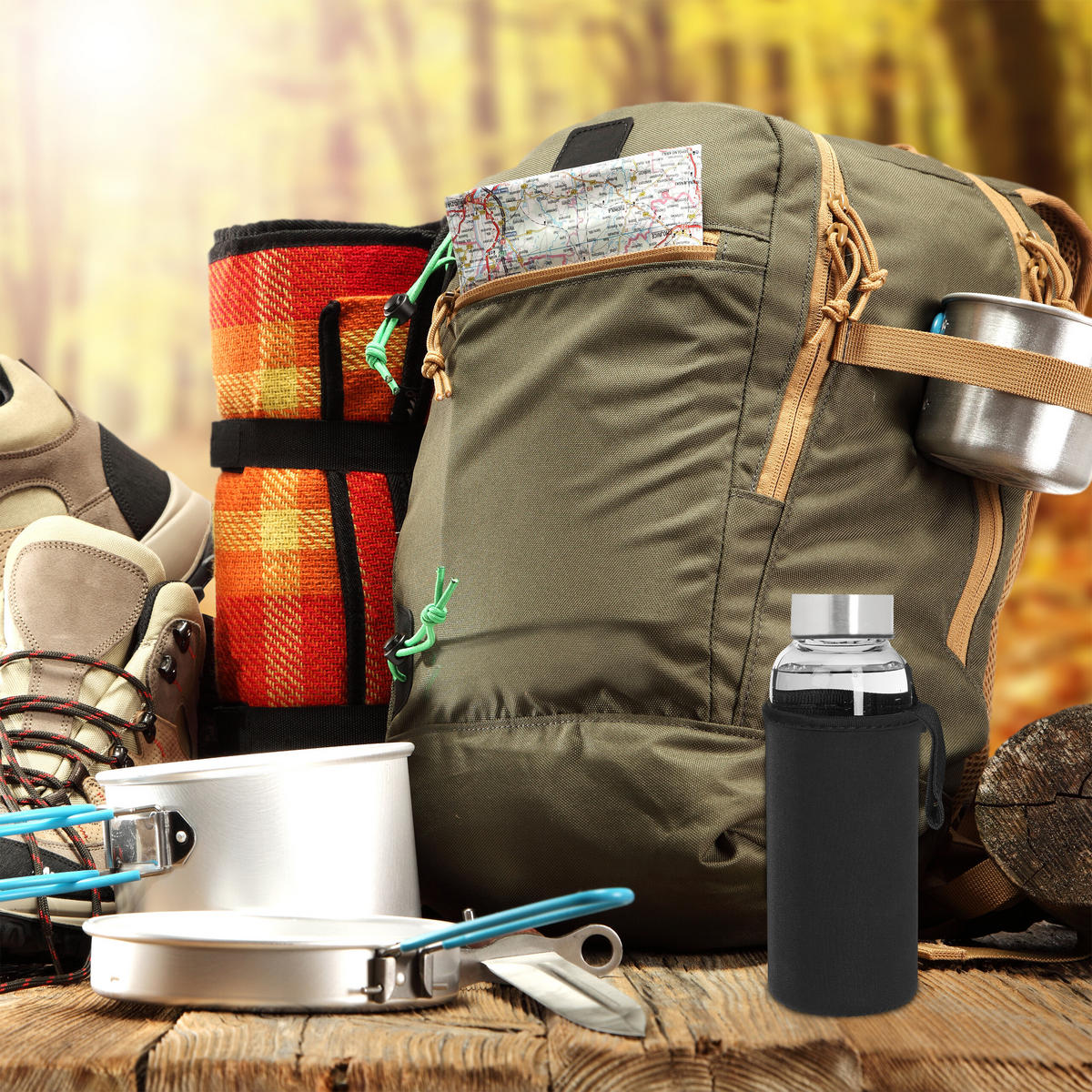 GLASTRINKFLASCHEN-SET - Multicolor, Glas/Kunststoff (0.36L) - Relaxdays