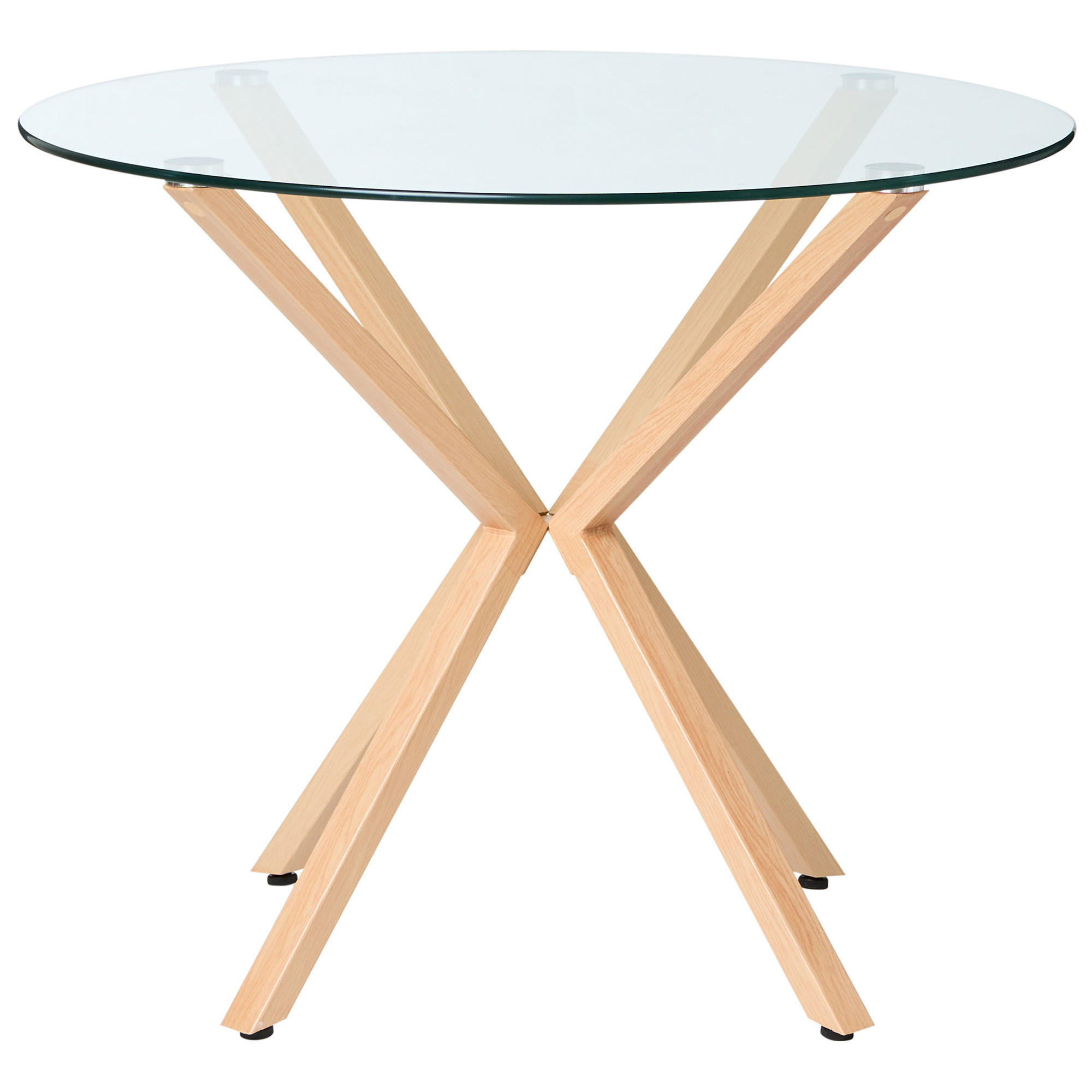 BLAGOVAONSKI STOL 90/90/75 cm prozirni, svijetlosmeđi okrugli Altura - prozirno, staklo (90/90/75cm) - Beliani