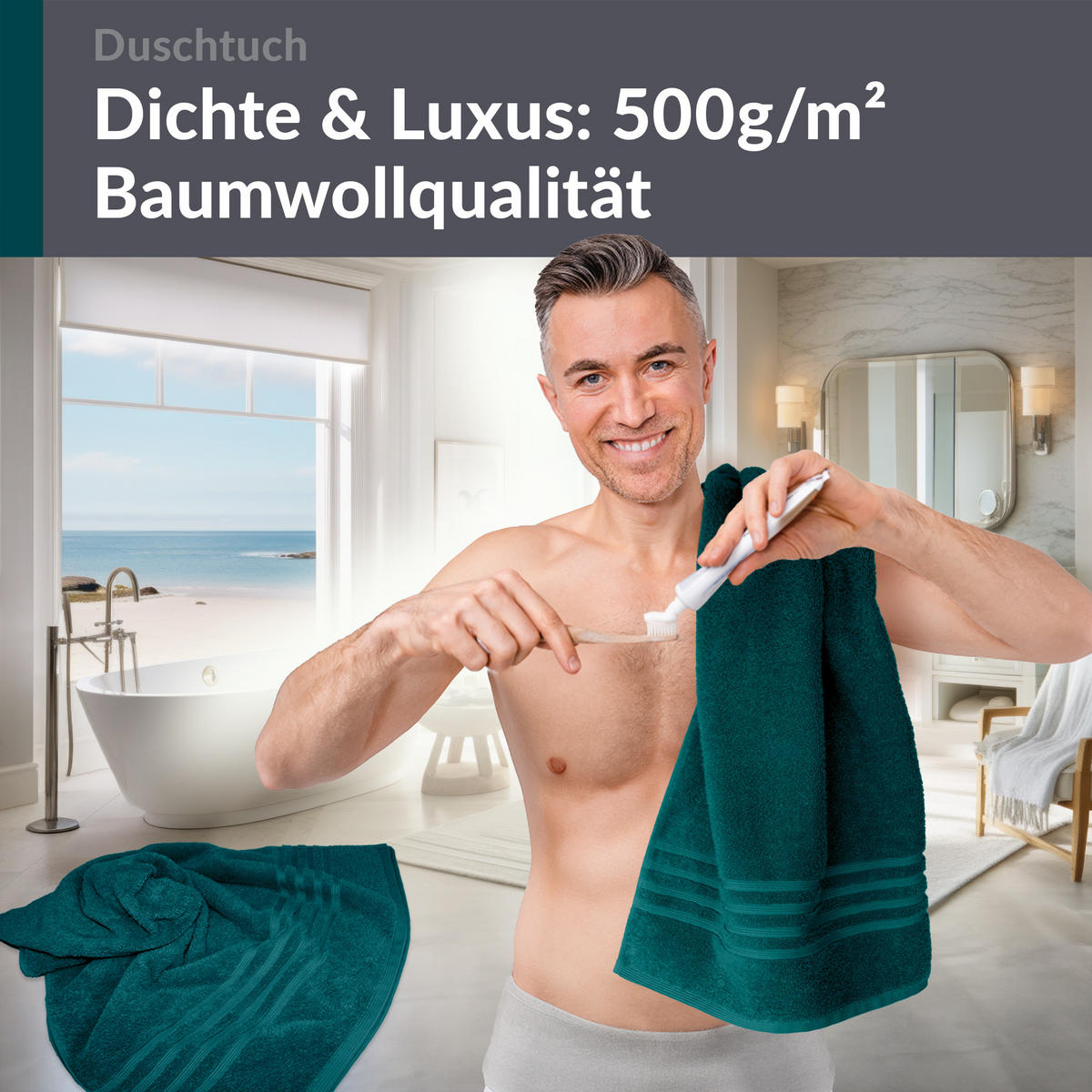 DUSCHTUCH London Opal Grün 2er Set 70x140 - Opal, Textil (70/140cm) - Lashuma