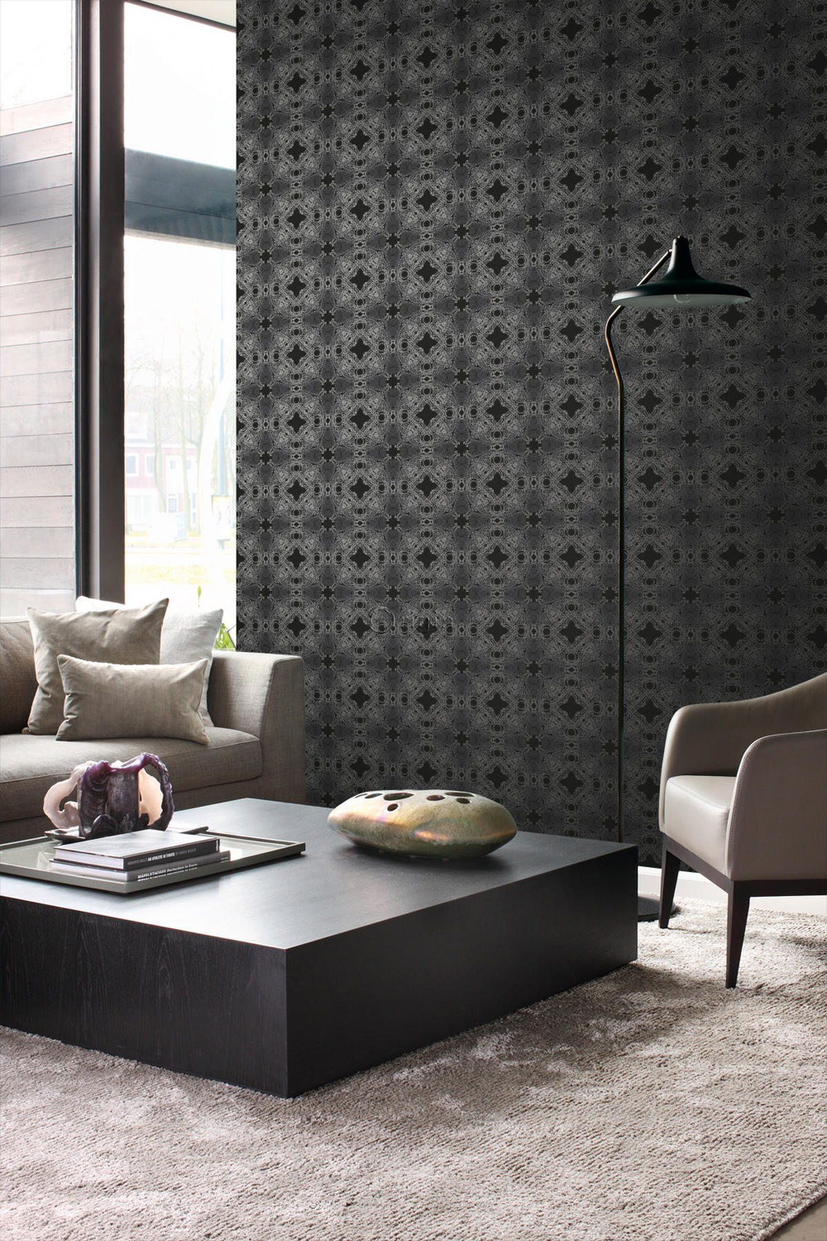 TAPETE grafische Form 53 cm x 10.05 m - Schwarz, Papier (53/1000cm) - Origin Wallcoverings