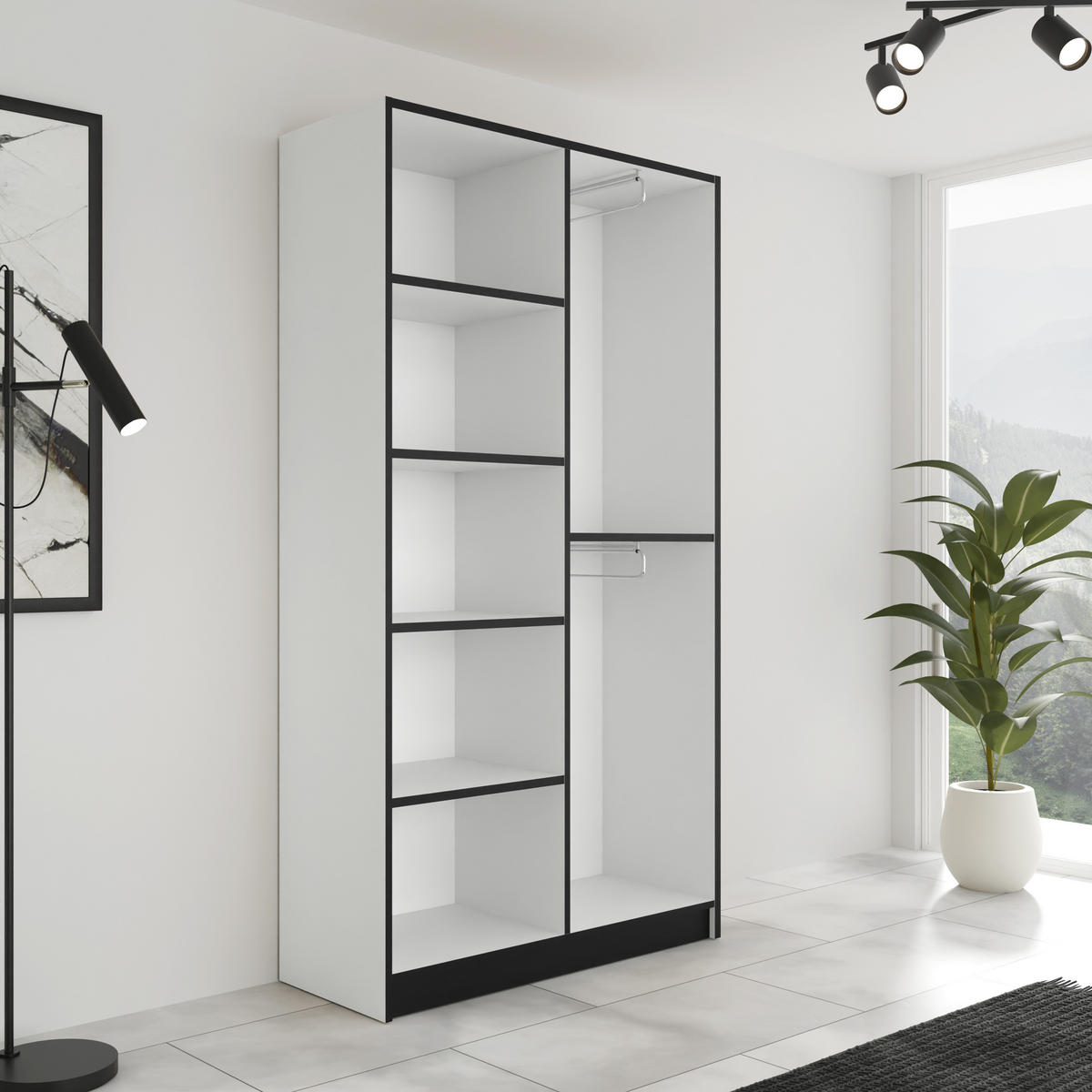 DREHTÜRENSCHRANK ROJ MIT AUFSATZ 2D weiß - Weiß, Holzwerkstoff (105/247/39cm) - Kier Furniture