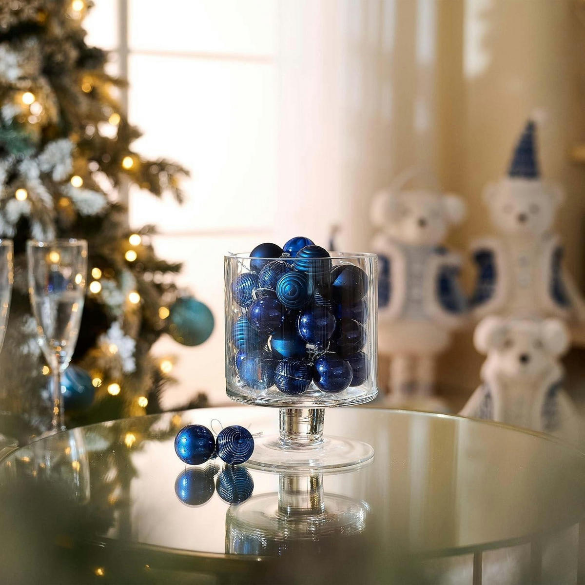 CHRISTBAUMKUGELN 49-teiliges Set 3 cm Blau - Blau, Kunststoff (3/3/3cm)