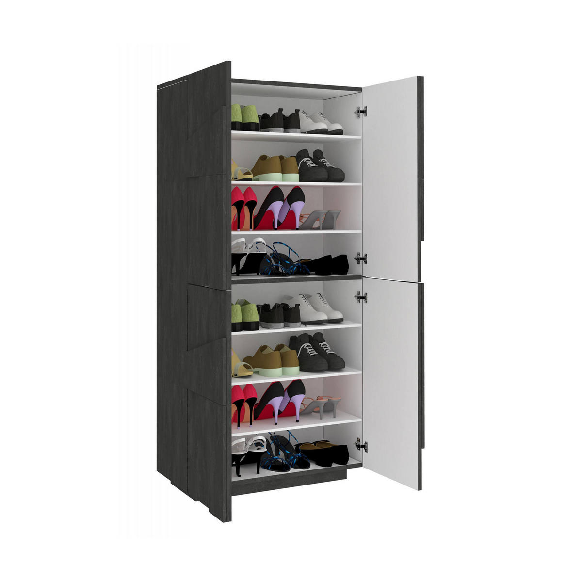SCHUHSCHRANK Schiefer 38/81/167 cm - Grau, Holzwerkstoff (81/167/38cm) - DMORA