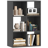 BÜCHERREGAL,WÜRFELFÖRMIG 6 Fächer 61,5x29,5x91,5cm,schwarz - Schwarz, Holzwerkstoff (61.5/91.5/29.5cm) - Vallsero