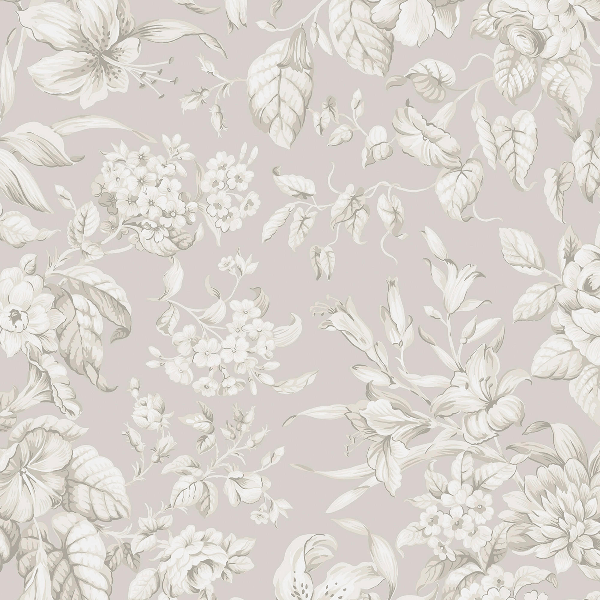 VLIESTAPETE Heledd Blooms Dove Grey - Grau, Papier/Kunststoff (52/1000cm) - Graham & Brown