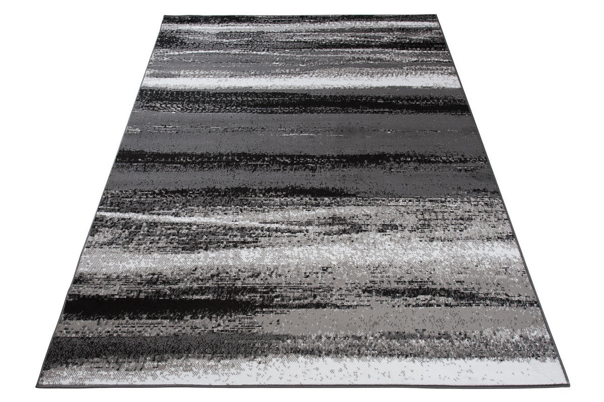 TEPPICH MAYA Dunkelgrau Meliert Streifen Verwischt 200/300 cm - Dunkelgrau, Textil (200/300cm) - Tapiso