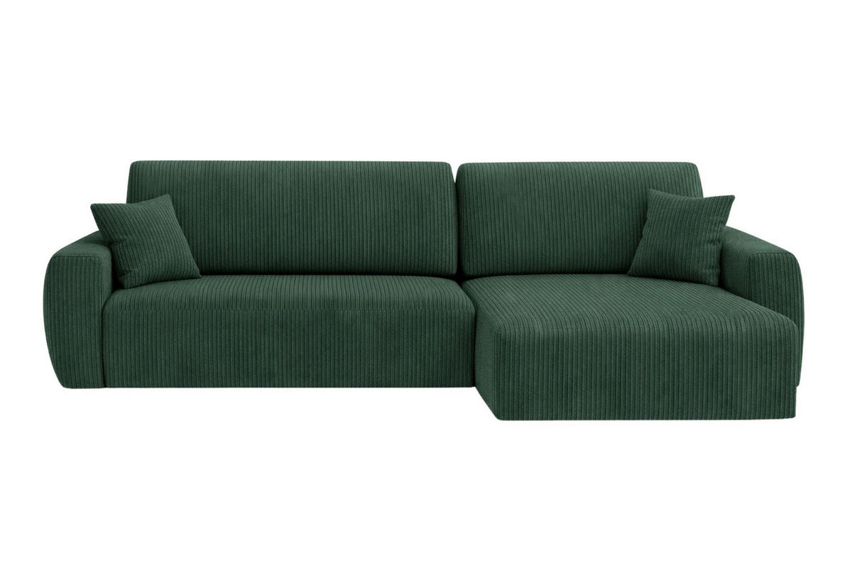 ECKSOFA Mit Schlaffunktion, Ariel XL, Cordstoff, Stoff Poso, Grün, Rechts - Grün, Holz (280/142cm) - Kaiser Möbel