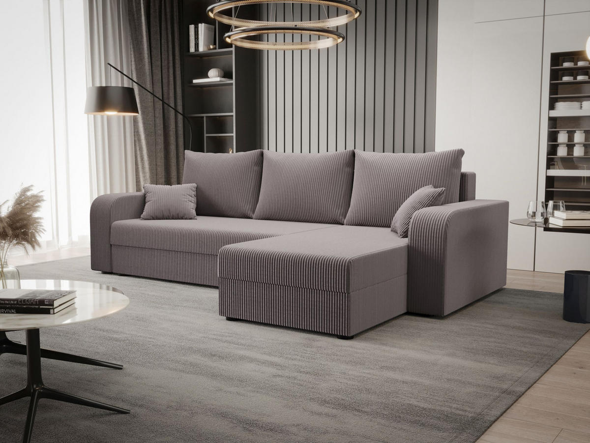 ECKSOFA HEWLET L BIS Zoom 19 Rechts mit Schlaffunktion - Grau, Textil (240/140cm) - Bedante