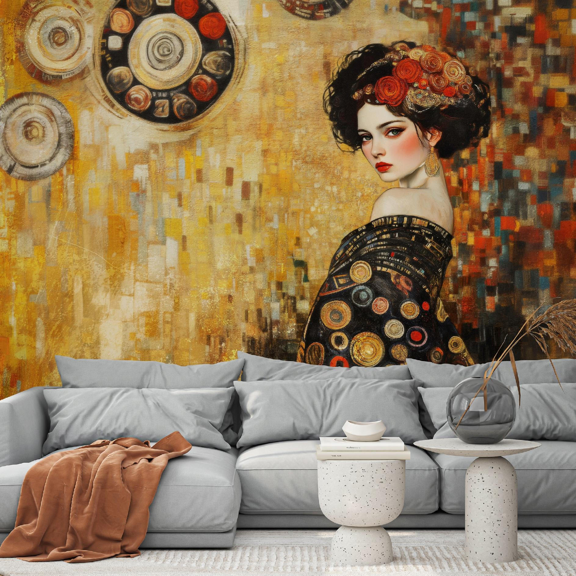 FOTOTAPETE Frau Abstrakt Vlies Tapete Wohnzimmer 200x140 - Multicolor, Papier (200/140cm) - Wallarena