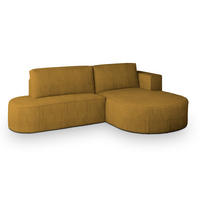 ECKSOFA CORTIO P R-S Gelb Kordstoff mit Schlaffunktion - Gelb, Holz (265/174cm) - MASSENO